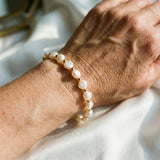 Ella Retro White Pearl-Look Bracelet with Gold-Tone Accents — image 2