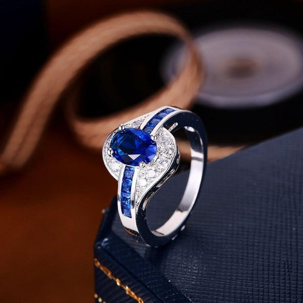 Gloria Blue Flow Ring | Silver-Tone — image 2