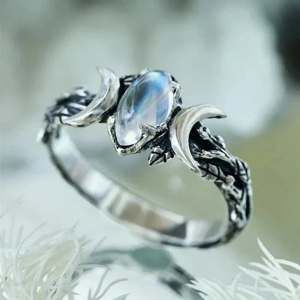 Jacqueline Crescent Moonstone-Look Ring - image 3