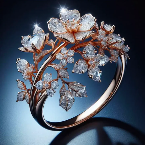 Verity Light Blue Sparkle Flower Ring - image 1