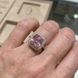 Isabel Cushion-Cut Pink Ring | Silver-Tone — image 2