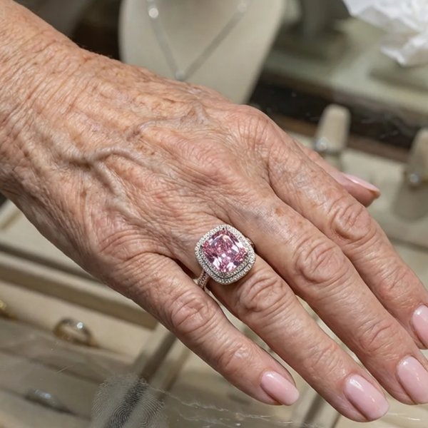 Isabel Cushion-Cut Pink Ring | Silver-Tone — image 3