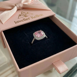 Isabel Cushion-Cut Pink Ring | Silver-Tone