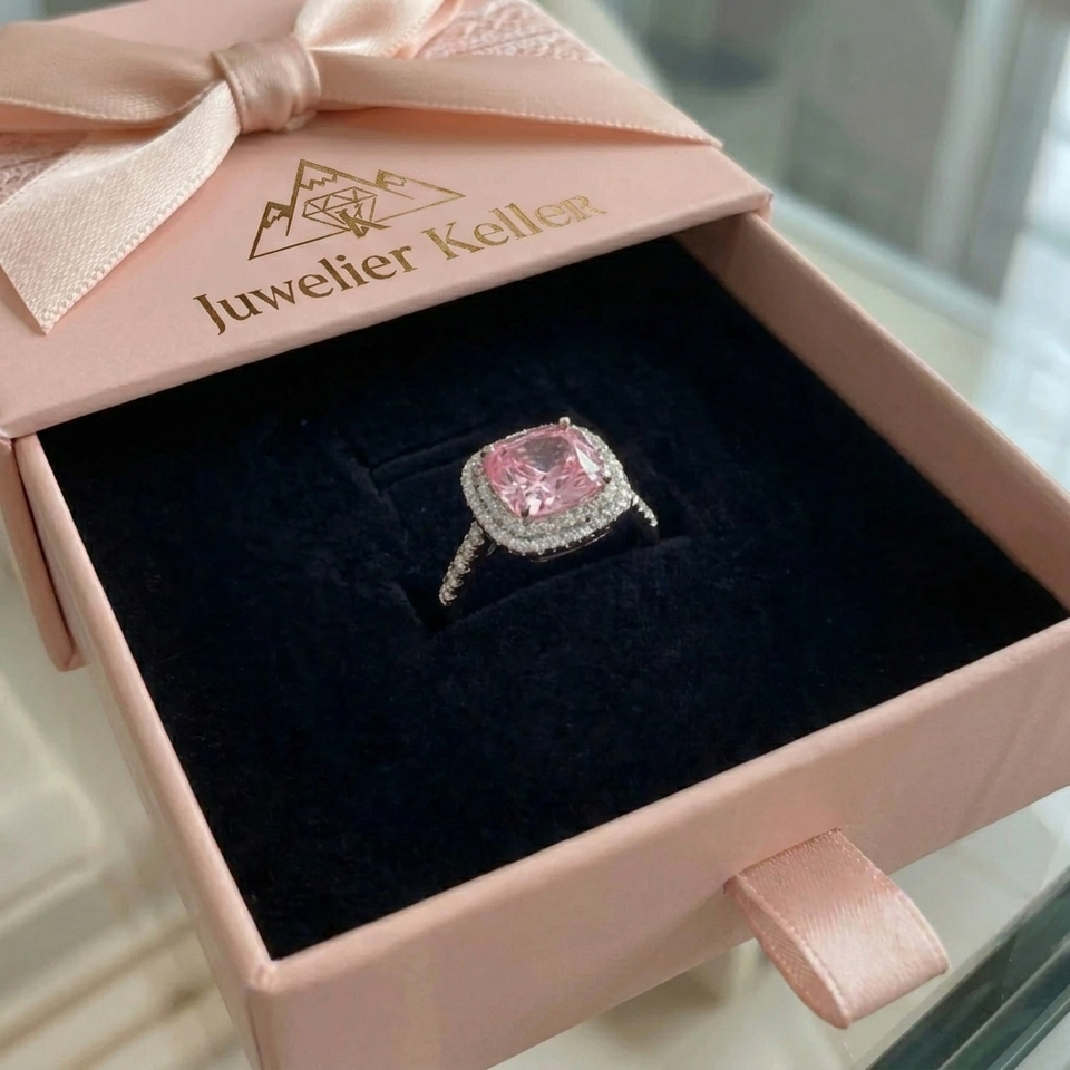 Isabel Cushion-Cut Pink Ring | Silver-Tone