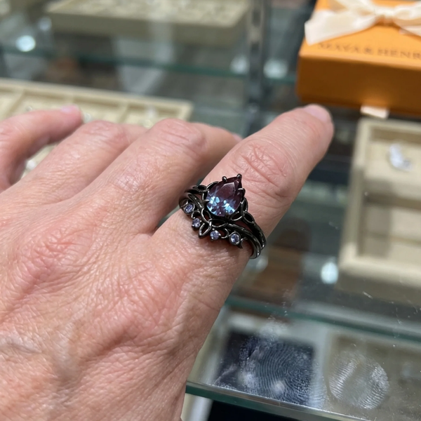 Louise Purple Accent Ring | Silver-Tone — image 2