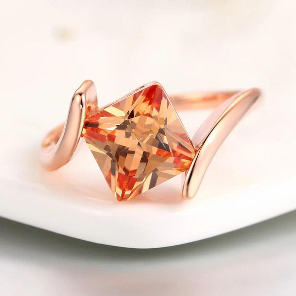 Isadora Pyramid-Shaped Orange Stone Ring | Rose-Tone - image 1