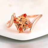 Isadora Pyramid-Shaped Orange Stone Ring | Rose-Tone - image 1