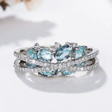 Teresa Cross Blue Stone Ring | Silver-Tone