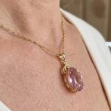 Lenora Pink Oval Necklace | Gold-Tone — image 2
