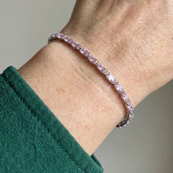 Emily Pink Prism Tennis Bracelet | Silver-Tone — image 2