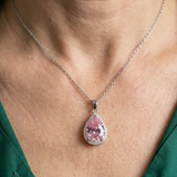 Irene Pink Teardrop Necklace | Silver-Tone — image 2