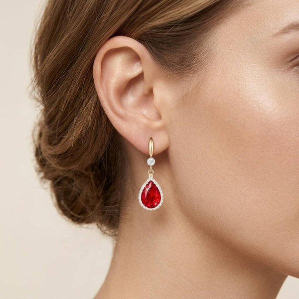 Priscilla Red Drop Earrings - image 2