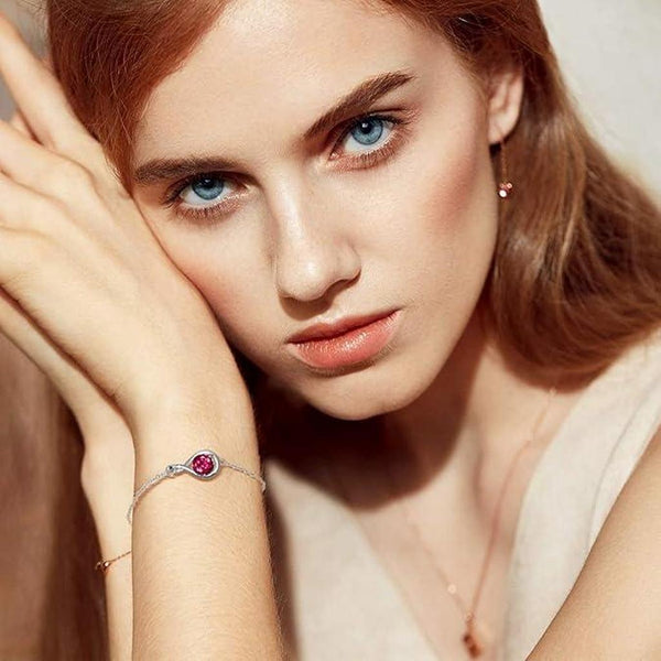 Irene Red Infinity Bracelet | Silver-Tone — image 3