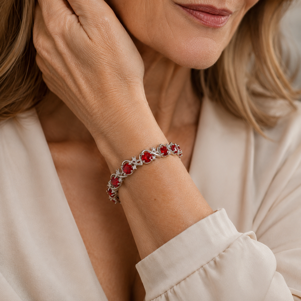 Miranda Red Vine Tennis Bracelet | Silver-Tone — image 3