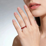 Beatrice Red Eternity Row Ring | Silver-Tone — image 2