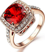 Josephine Red Halo Ring | Rose-Gold-Tone — image 2