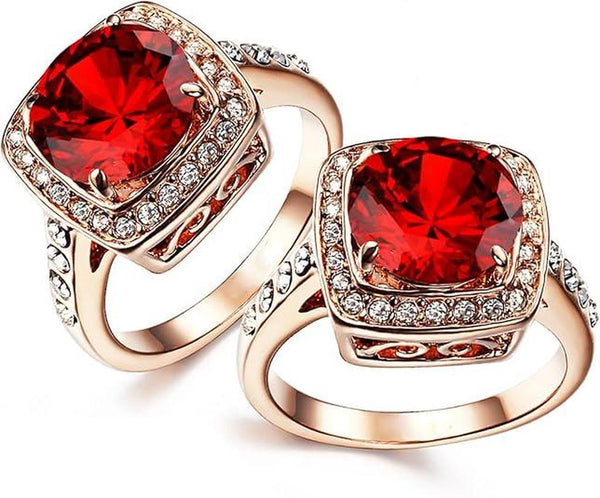 Josephine Red Halo Ring | Rose-Gold-Tone — image 4