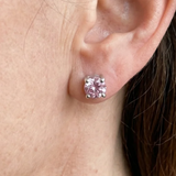 Melissa Pink Round Earrings | Silver-Tone — image 2