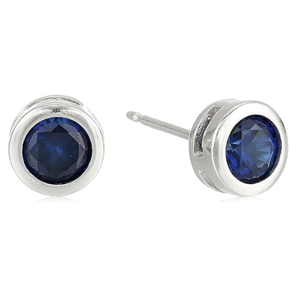 Claudia Blue Accent Stud Earrings | Silver-Tone — image 2