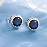 Claudia Blue Accent Stud Earrings | Silver-Tone