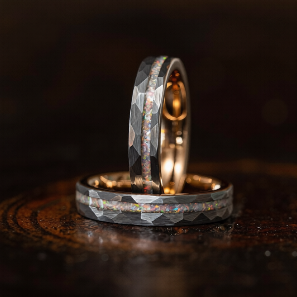 Hector Hammered Inlay Ring | Rose-Gold-Tone — image 2