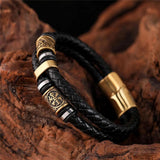 Magdalena Black Braided Bracelet with Gold-Tone Charm