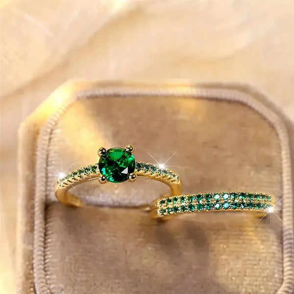 Simone Green Duo Ring Set - image 3
