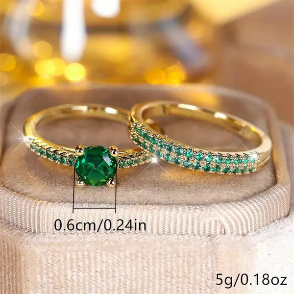 Simone Green Duo Ring Set - image 4