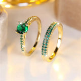 Simone Green Duo Ring Set - image 1