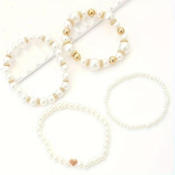 Sabina White Pearl-Look Bracelet Set - image 3
