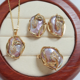 Sabrina Gold-Color Pearl-Look Necklace and Earring Set - image 1