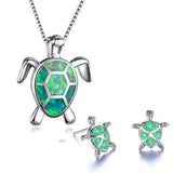 Bridget Opal-Look Turtle Necklace and Earring Set | Silver-Tone — image 4