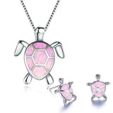 Bridget Opal-Look Turtle Necklace and Earring Set | Silver-Tone — image 5