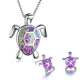 Bridget Opal-Look Turtle Necklace and Earring Set | Silver-Tone — image 6