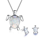 Bridget Opal-Look Turtle Necklace and Earring Set | Silver-Tone — image 7