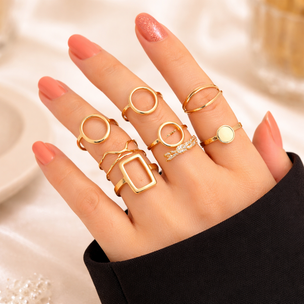 Angela 11-Piece Retro Ring Set | Gold or Silver Tones — image 3