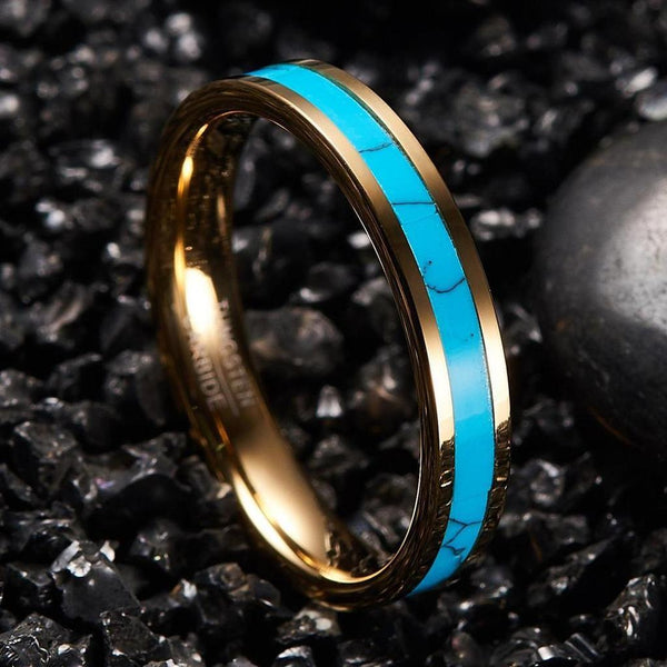 Eric Slim Turquoise-Color Inlay Ring | Gold-Tone — image 4
