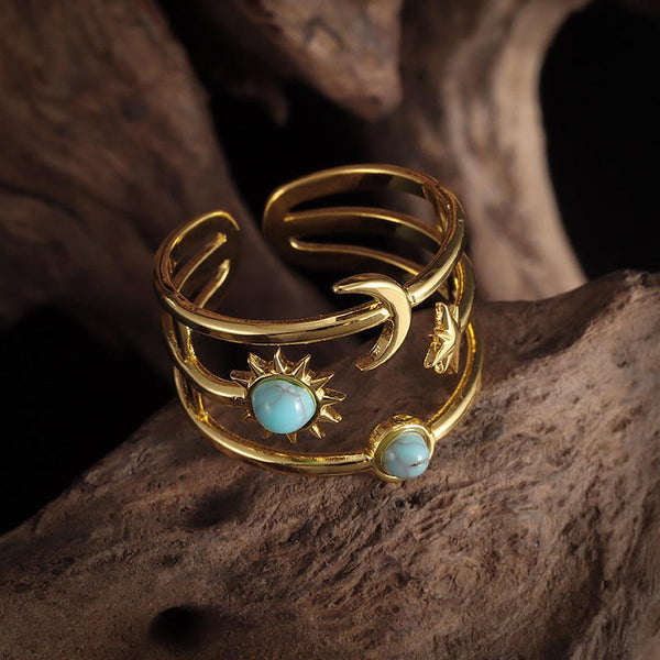 Elaine Turquoise-Color Orbit Ring | Gold-Tone — image 2