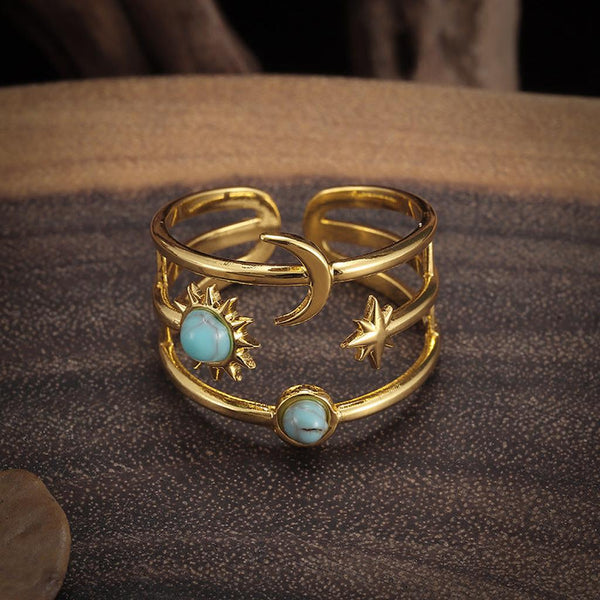Elaine Turquoise-Color Orbit Ring | Gold-Tone — image 3