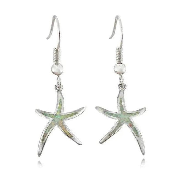 Tabitha Opal-Look Star Earrings | Silver-Tone — image 2