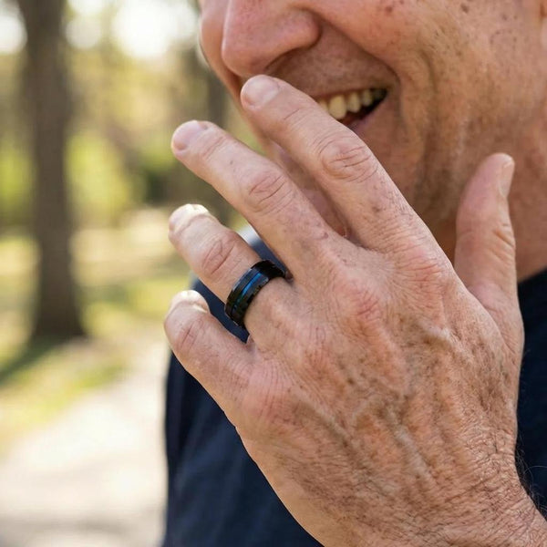 Paul Black and Blue Band Ring - image 4