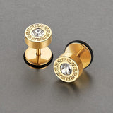 Hugh Line Pattern Stud Earrings — Gold-Tone — image 1