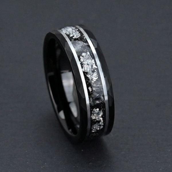 Nathan Black Hammered Inlay Ring - image 13