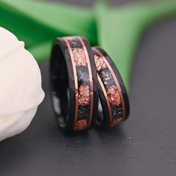 Nathan Black Hammered Inlay Ring - image 16