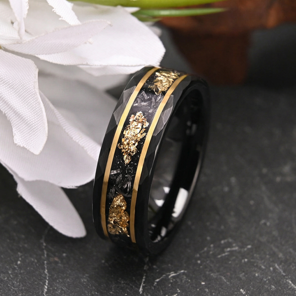 Nathan Black Hammered Inlay Ring - image 18