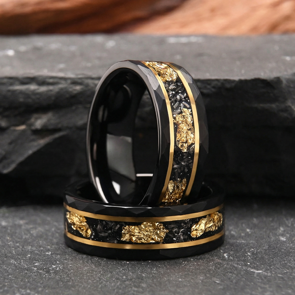 Nathan Black Hammered Inlay Ring - image 6