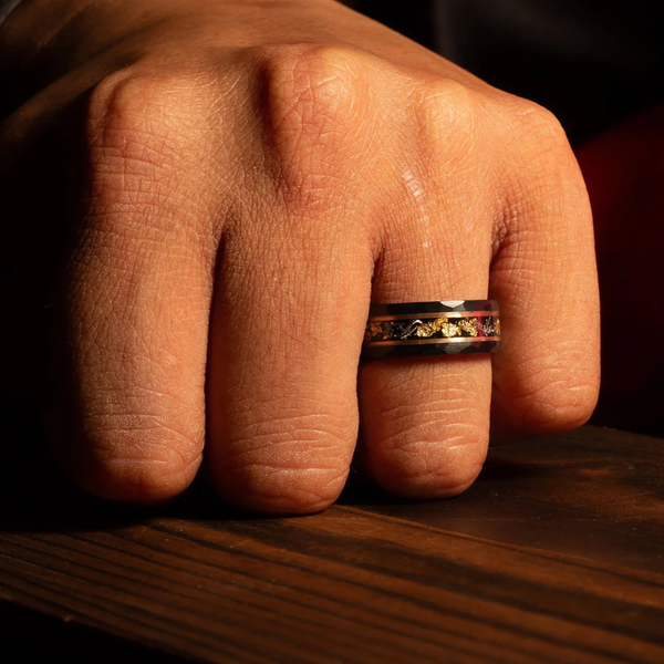 Nathan Black Hammered Inlay Ring - image 7