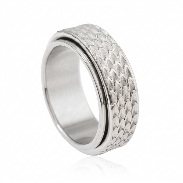 George Scale Pattern Spinner Ring — Silver-Tone — image 2