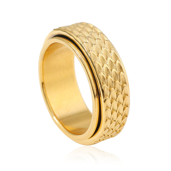 George Scale Pattern Spinner Ring — Gold-Tone — image 1