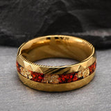 Sebastian Red Inlay Band Ring | Gold-Tone — image 2